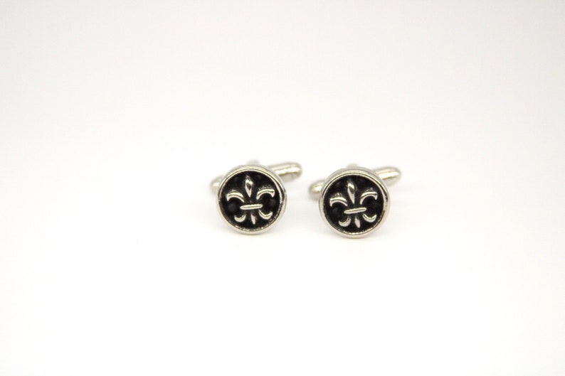 Fleur De Lis Cuff Links Lily Flower Cufflinks French New Orleans Mens Accessories made with metal buttons image 6
