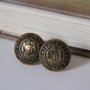 Chicago Police Cuff Links Chicago's Finest Cuff Links made with vintage uniform buttons image 4