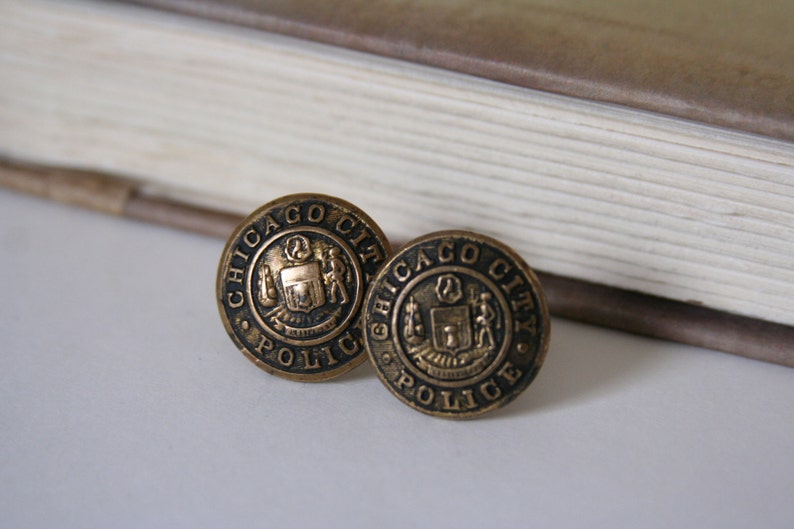 Chicago Police Cuff Links Chicago's Finest Cuff Links made with vintage uniform buttons image 4