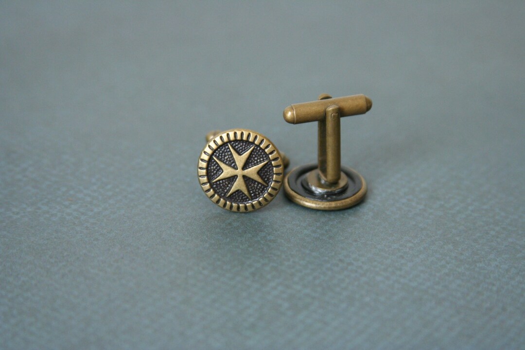 Maltese Cross Cufflinks Knights of Malta Cufflinks Made With a Dark