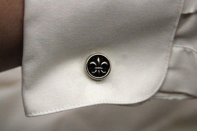 Fleur De Lis Cuff Links Lily Flower Cufflinks French New Orleans Mens Accessories made with metal buttons image 9