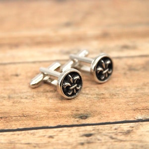 Fleur De Lis Cuff Links Lily Flower Cufflinks French New Orleans Mens Accessories made with metal buttons image 3