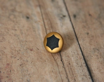 CLEARANCE SALE Brass Tie Pin Black Star lapel pin - Made with a small brass and black button