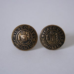 Chicago Police Cuff Links Chicago's Finest Cuff Links made with vintage uniform buttons image 2