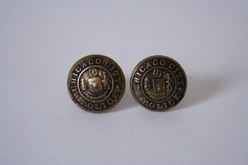 Chicago Police Cuff Links Chicago's Finest Cuff Links made with vintage uniform buttons image 2