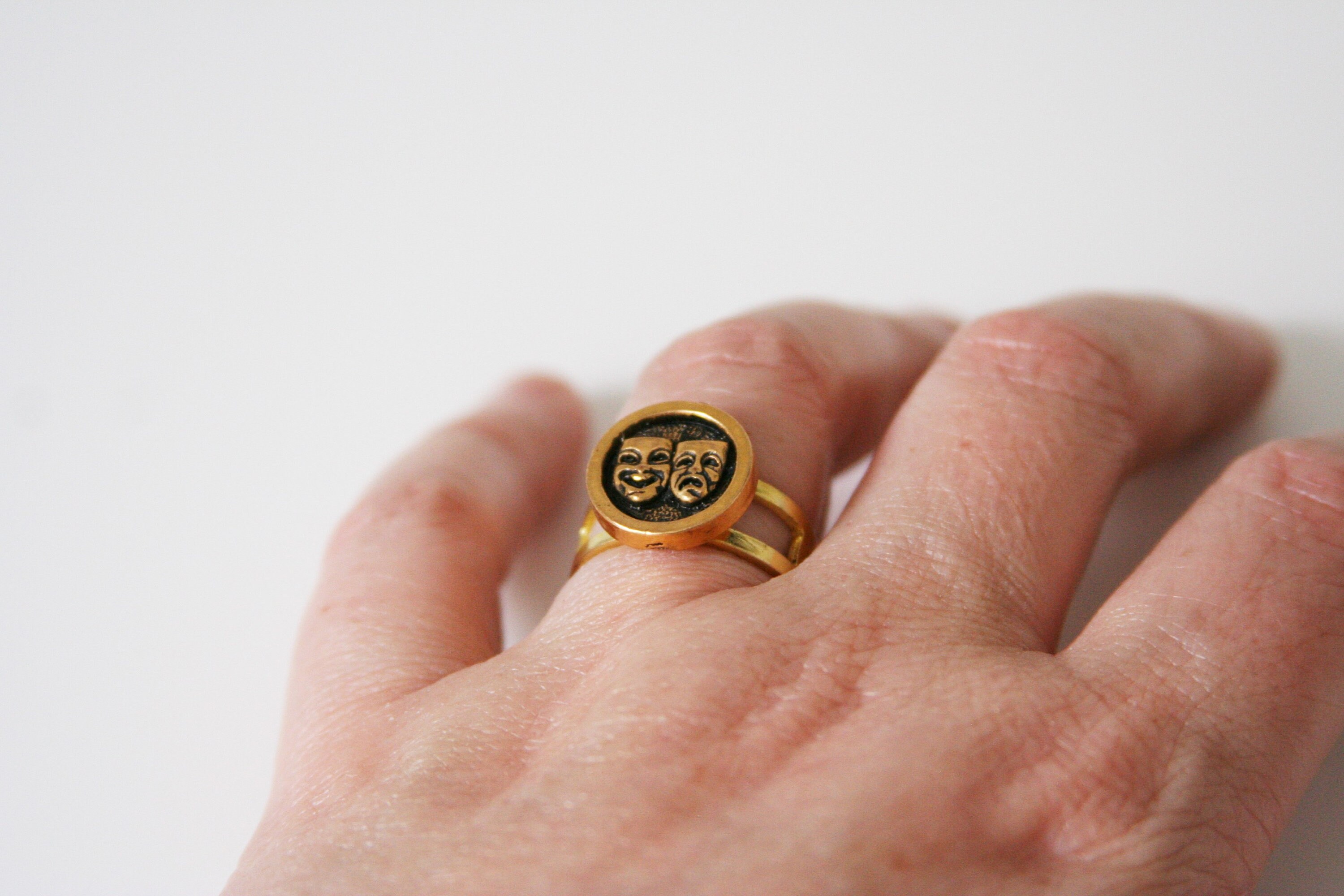 Drama Mask Ring Mens Accessories — Angle Ah