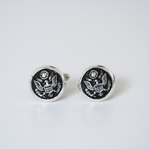 US Army Cuff Links Military Cufflinks Eagle America made with vintage buttons image 3