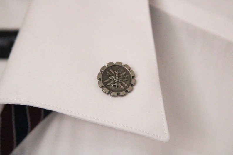 Air Force Achievement Lapel Pin Military Medal Tie Tack Silver Tone Gear Award made with a military medal