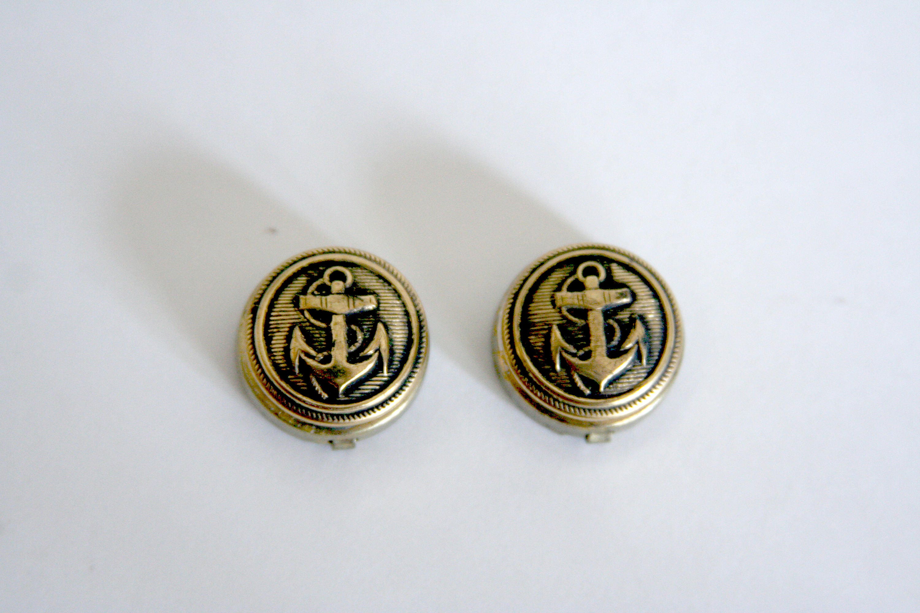 Brass Anchor Button Covers Dress shirt Cufflinks made from Etsy