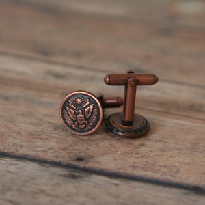 US Army Cuff Links Military Cufflinks Eagle America made with vintage buttons Copper tone 5/8 inches