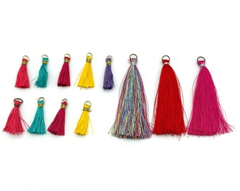 Colorful Tassels Set of 12 Jewelry Making Craft Supplies