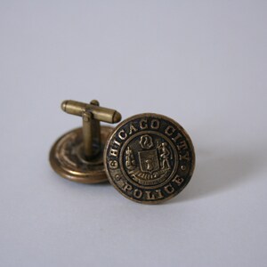 Chicago Police Cuff Links Chicago's Finest Cuff Links made with vintage uniform buttons image 3