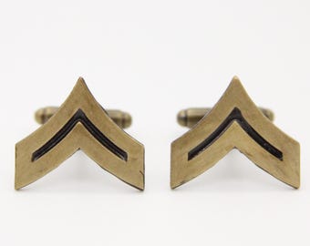 Corporal Rank Cuff Links Military Cufflinks US Army Police Officer Accessories