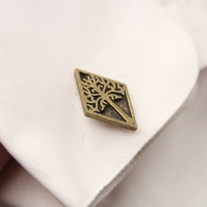 Yggdrasil Cuff Links White Tree cufflinks Fantasy Wedding groom gift for him made with buttons with a tree image 4