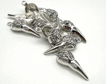 Raven Skull Charms Bird Skull Beads Lot of 10 TOTAL