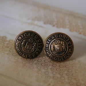 Chicago Police Cuff Links Chicago's Finest Cuff Links made with vintage uniform buttons image 5