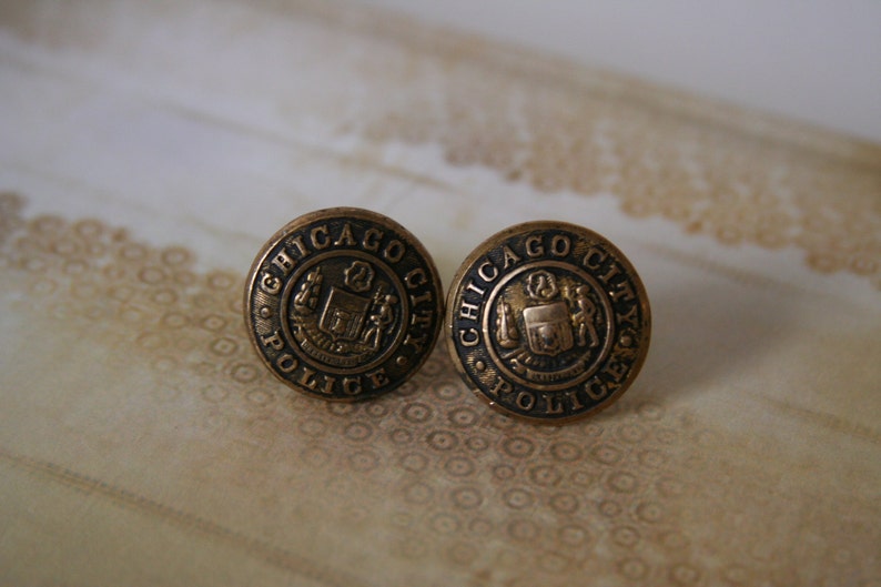 Chicago Police Cuff Links Chicago's Finest Cuff Links made with vintage uniform buttons image 5