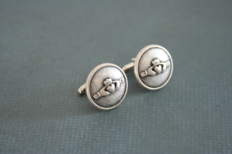 Claddagh Cufflinks Irish Cuff links Mens Accessories made Etsy
