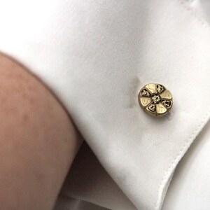 Vintage Brass Cufflinks Small Simple Design Cuff Links Groom Wedding Made from vintage buttons image 2