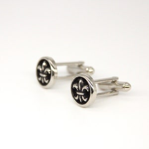 Fleur De Lis Cuff Links Lily Flower Cufflinks French New Orleans Mens Accessories made with metal buttons image 8