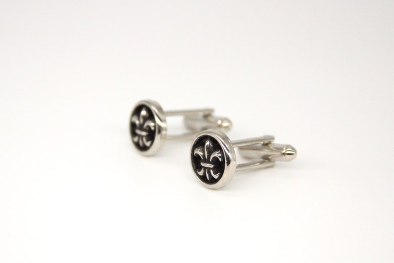 Fleur De Lis Cuff Links Lily Flower Cufflinks French New Orleans Mens Accessories made with metal buttons image 8