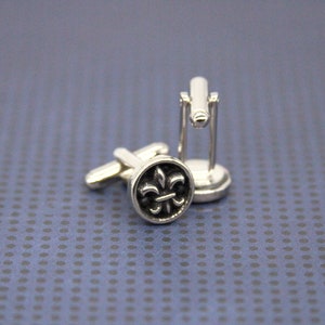 Fleur De Lis Cuff Links Lily Flower Cufflinks French New Orleans Mens Accessories made with metal buttons image 7