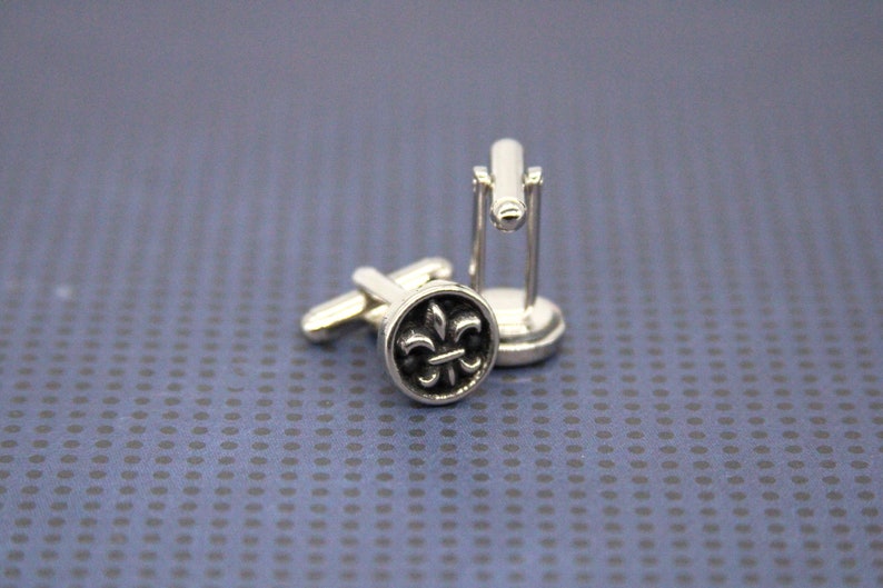 Fleur De Lis Cuff Links Lily Flower Cufflinks French New Orleans Mens Accessories made with metal buttons image 7