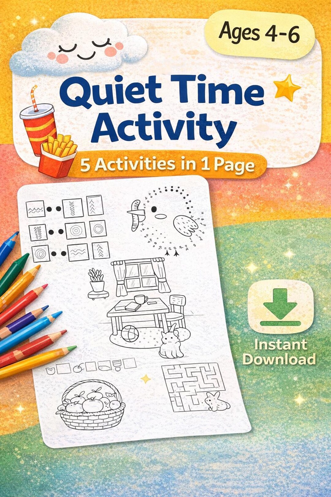 No Prep Quiet Time Printable for Kids Ages 4–6 | Screen-free Preschool ...