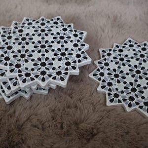 Moroccan Coasters Set of 6, Zellige Design with Mosaic Patterns