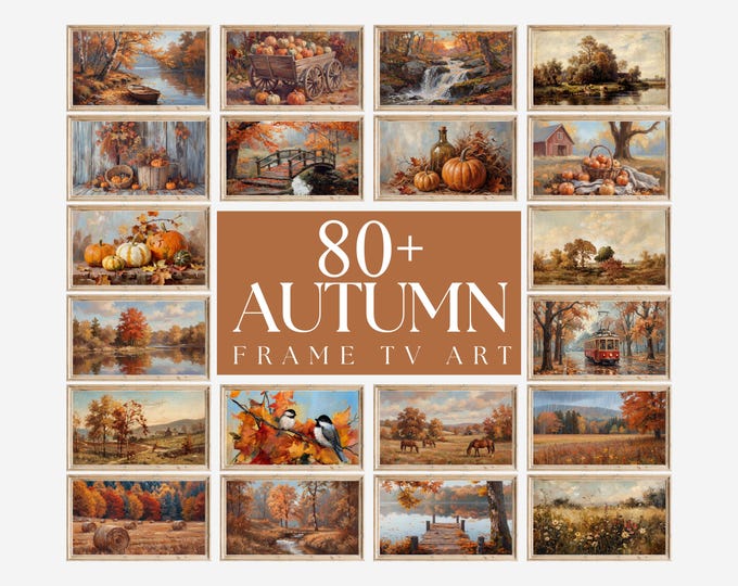 80+ Fall Autumn Frame Tv Art Bundle, Vintage Autumn…