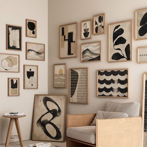 300+ Abstract Wall Art Set, Neutral Wall Print, Beige & Black Abstract Posters, Modern Minimalist Decor, Boho Print Bundle image 4