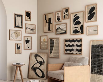 300+ Abstract Gallery Wall Art Set, Neutral Wall Print, Beige and Black Abstract Posters, Modern Minimalist Decor, Boho Print Bundle, image 5