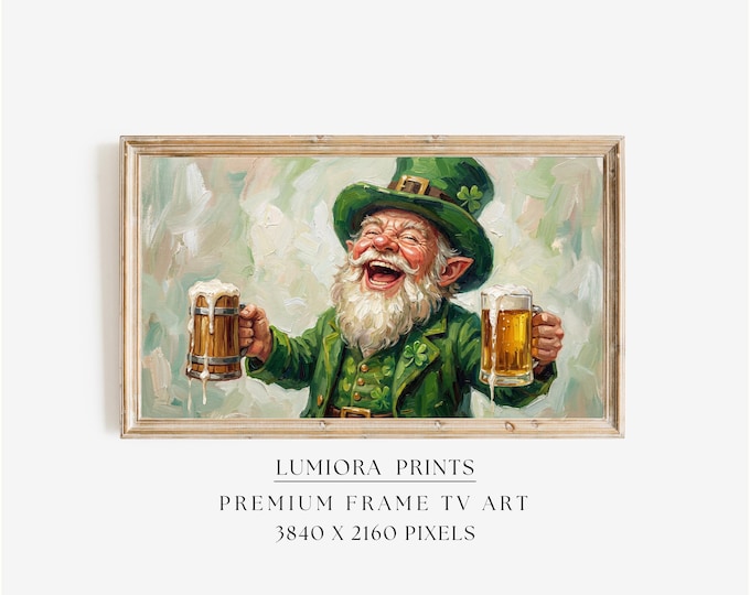 St. Patrick’s Day Samsung Frame TV Art, Funny Leprechaun TV…
