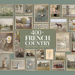 400+ French Country Decor, Neutral Gallery Wall, Cottagecore Decor, Vintage Print Bundle, Farmhouse Prints, Cottage Gallery Set