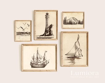 120+ Vintage Sketch Wall Art Set, Minimalist Sketch Print, Antique Sketches, European Sketch, Botanical Sketch, Portrait Sketch Gallery, image 11