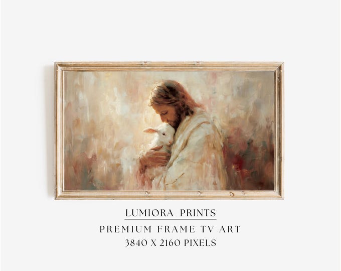Jesus with Lamb Samsung Frame TV Art, The Good Shepherd…