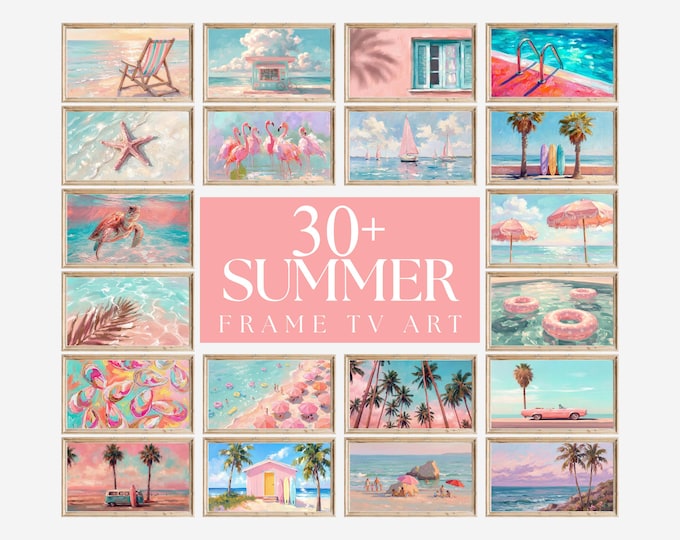 30+ Summer Frame TV Art Mega Bundle, Coastal & Beach Oil…