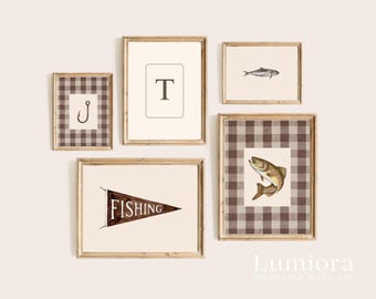 25+ Vintage Fishing Prints, Lake Room Decor, Rustic Boy Room Art, Cabin Nursery Wall Art, Outdoorsy Baby Room, Fishing Gallery Set, image 6
