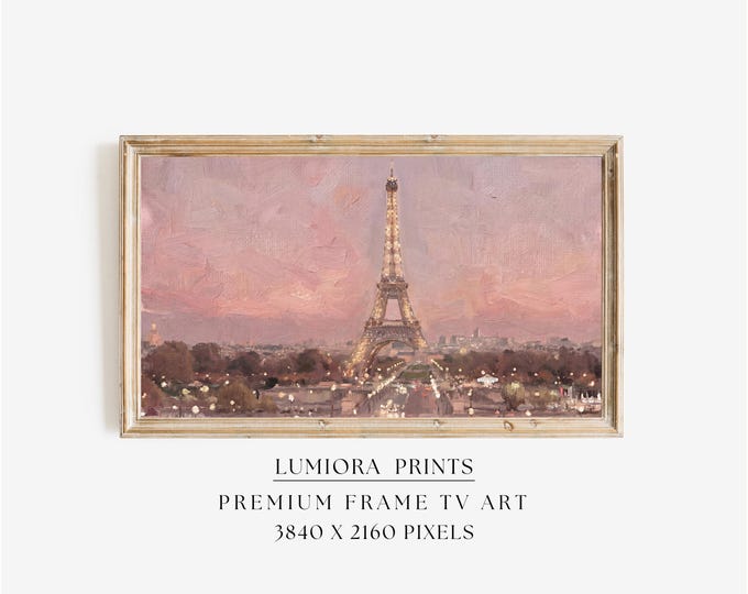 Samsung Frame TV Art Valentine's Day, Pink Paris Eiffel…
