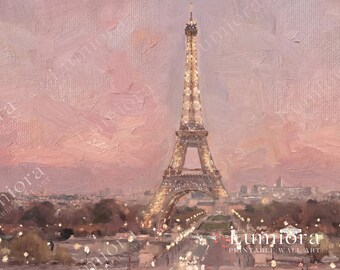 Samsung Frame TV Art Valentine's Day, Pink Paris Eiffel Tower Oil Painting, Dreamy Pastel Cityscape, Romantic Travel, Coquette, 4K, image 4