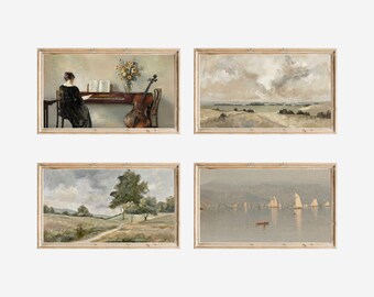200+ Vintage Frame TV Art Bundle | Antique Frame Tv Art Collection, Landscape Frame TV, Farmhouse Samsung Frame TV Art, Neutral Wildflower, image 4