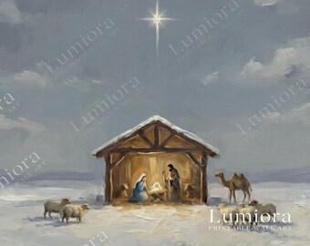 Nativity Scene Frame TV Art – Holy Night Christmas Artwork, Minimal Religious Christmas Frame TV Art for Samsung Frame TV, image 7