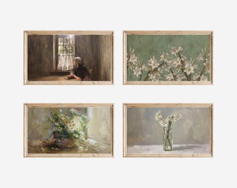 200+ Vintage Frame TV Art Bundle | Antique Frame Tv Art Collection, Landscape Frame TV, Farmhouse Samsung Frame TV Art, Neutral Wildflower, image 7