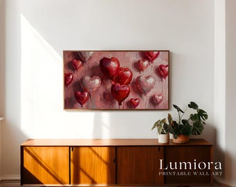 Valentine Frame TV Art Set | Romantic Red and Pink Balloons TV Art | Classic Love & Rose Aesthetic | Samsung Frame TV Valentine Decor, image 3