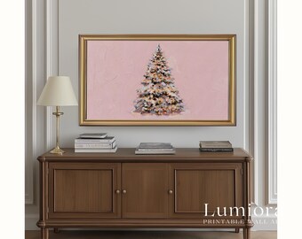 Samsung Frame TV Art • Pink Christmas Tree Wall Art • Pastel Holiday Decor • Cozy Winter Aesthetic • Minimal Christmas Artwork, image 5