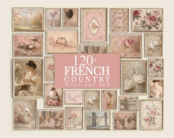 120+ Pink Vintage Gallery Wall Set, Cottagecore Aesthetic, Vintage Floral Prints, Coquette Room Decor, image 1