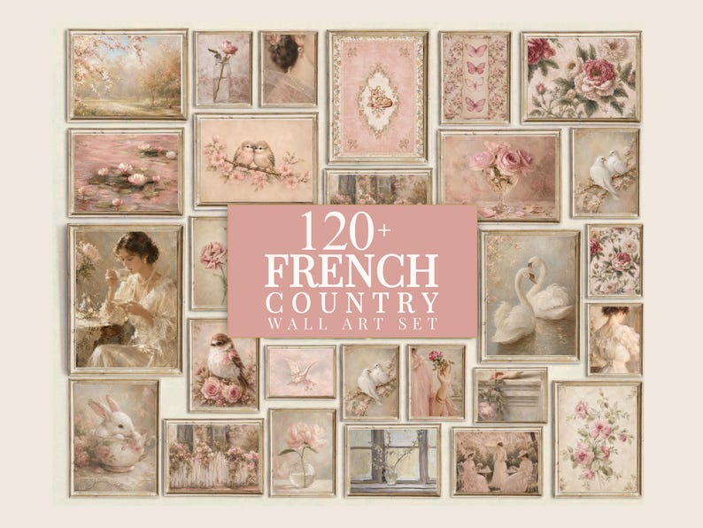 120+ Pink Vintage Gallery Wall Set
