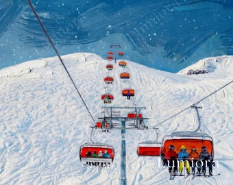 Ski Lift Winter Landscape Samsung Frame TV Art • Snowy Mountain Chairlift Scene • Alpine Travel Wall Art • Minimal Winter Screen Art, image 7