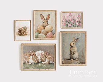 90+ Spring Wall Art Bundle, Vintage Bunny Rabbit Art, Easter Prints Set, Aesthetic Spring Wall Art, Neutral Bunny Prints, Easter Bundle, image 7