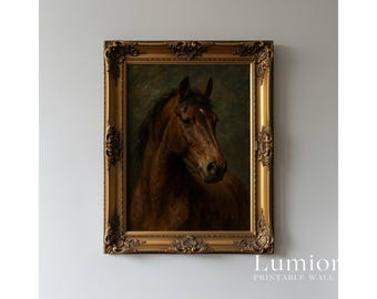 Vintage Horse Print, Equestrian Wall Art, Antique Horse Painting, Dark Academia Decor, English Country, Rustic Farmhouse Animal Art, image 3